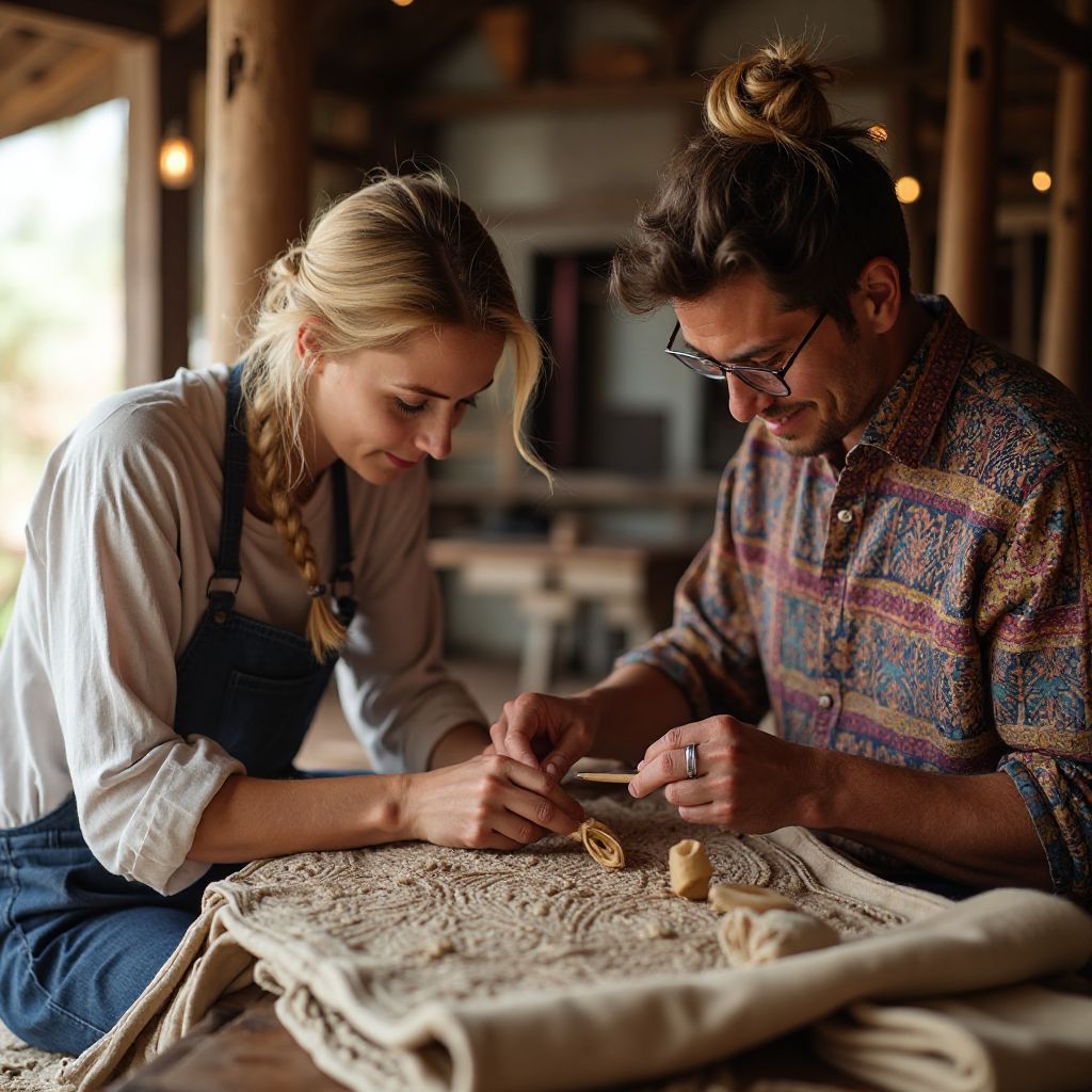 Traveler portrait with local artisan