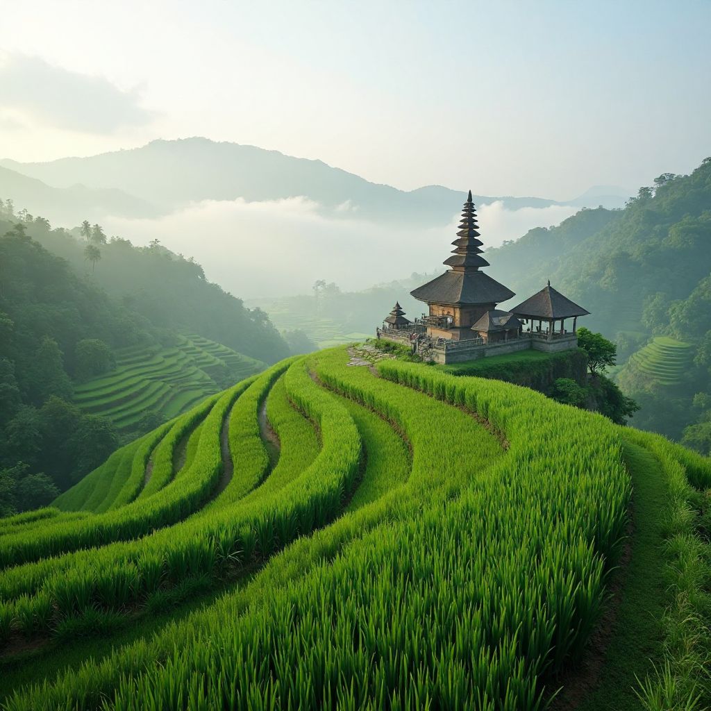 Bali rice terraces and temple